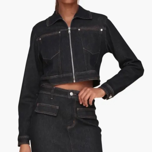 Avec Les Filles Cropped Denim Jacket - Picture 2 of 7